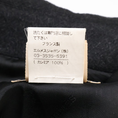 HERMES 100% Cashmere Zip-Up Half Coat Charcoal Gray Size 52