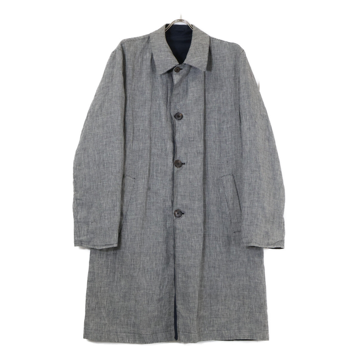 BOGLIOLI Houndstooth Reversible Coat Navy Gray Size 48
