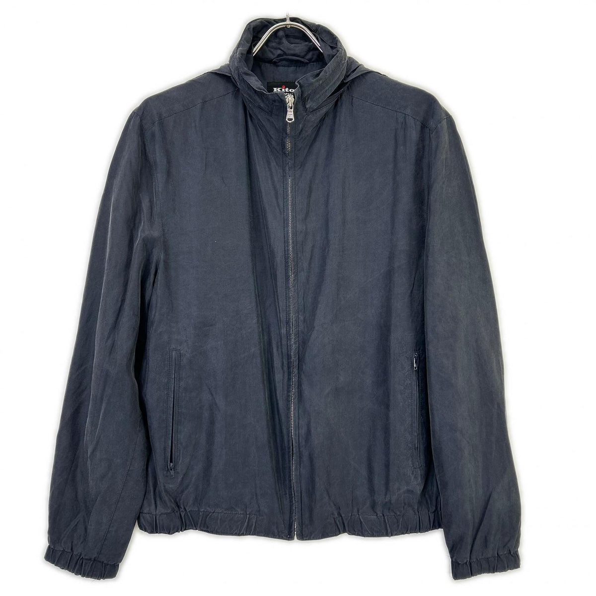 Kiton Navy Silk Nylon Zip-Up Jacket Size 46