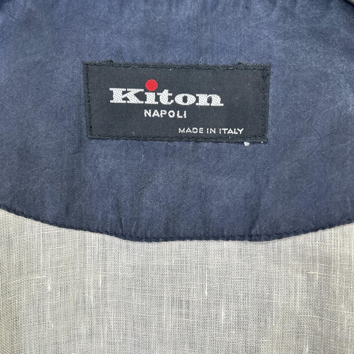 Kiton Navy Silk Nylon Zip-Up Jacket Size 46