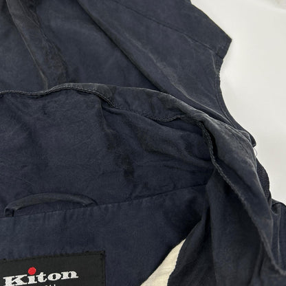 Kiton Navy Silk Nylon Zip-Up Jacket Size 46