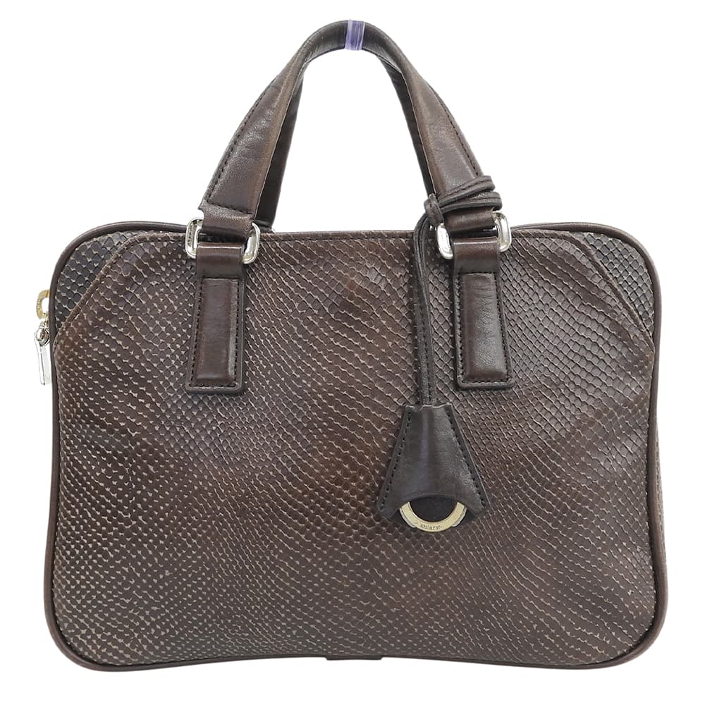 aniary Scale Leather Mini Briefcase Bag Brown Size ONE SIZE