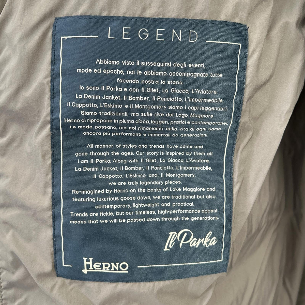 HERNO Legend Il Parka Down Coat Brown Size 46