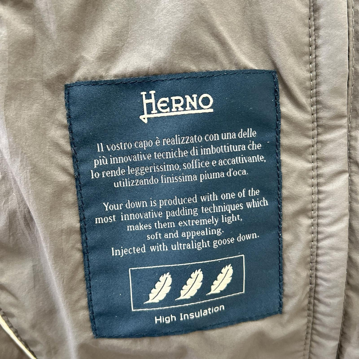HERNO Legend Il Parka Down Coat Brown Size 46