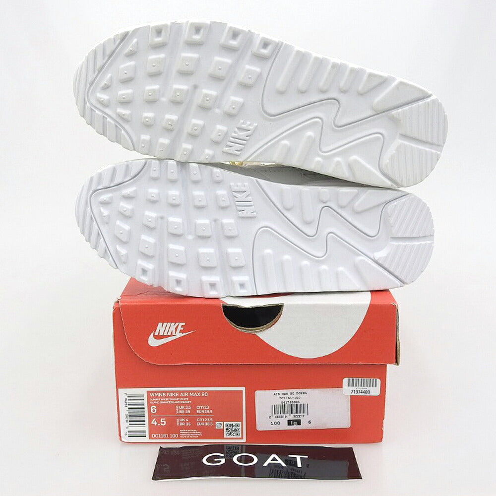 NIKE Women's Air Max 90 Swoosh Chain Sneakers White Size 23