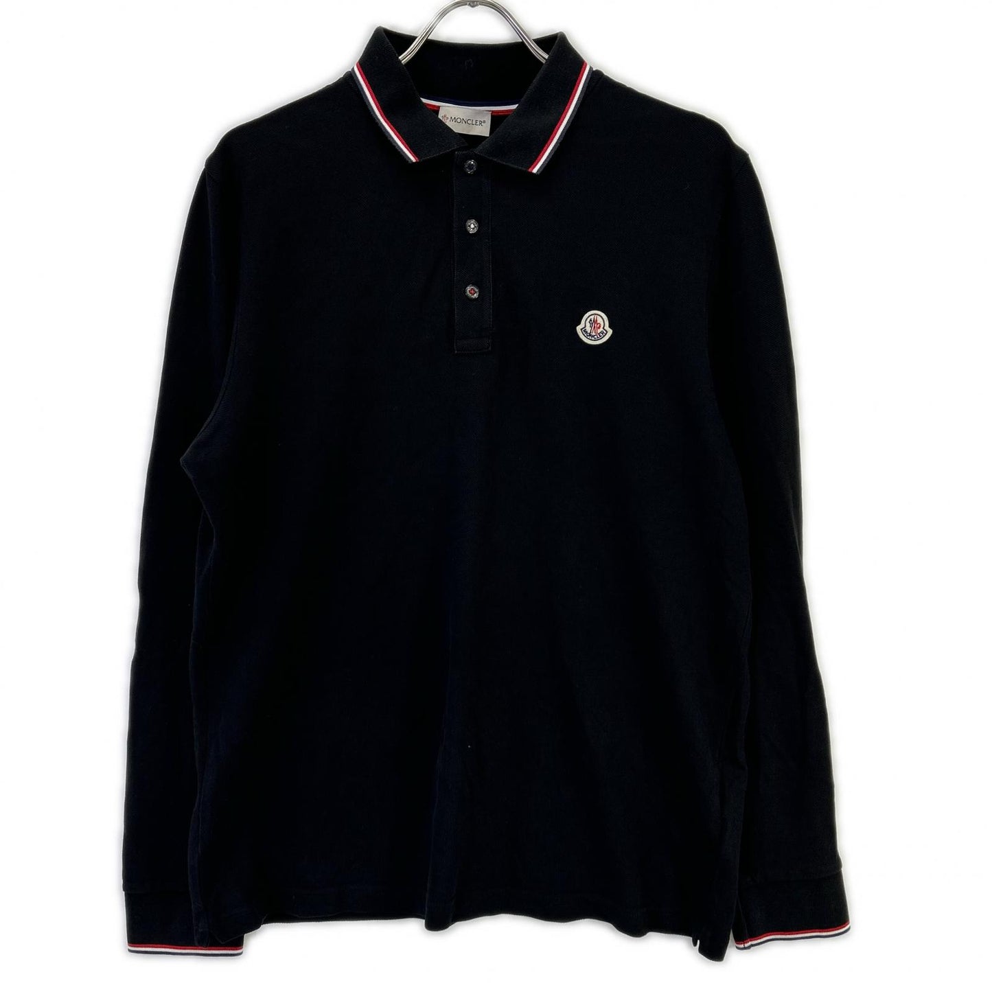 MONCLER Maglia Logo Patch Long Sleeve Polo Black Size L