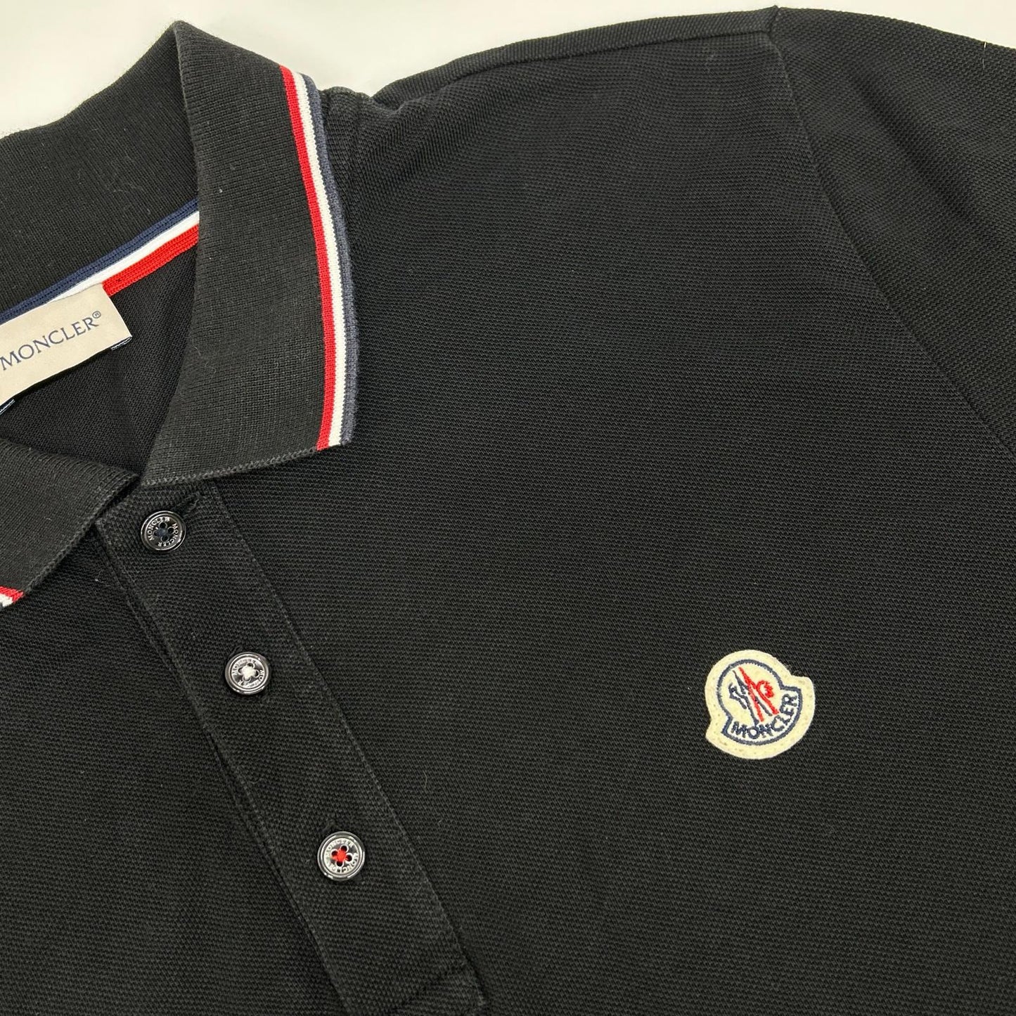 MONCLER Maglia Logo Patch Long Sleeve Polo Black Size L