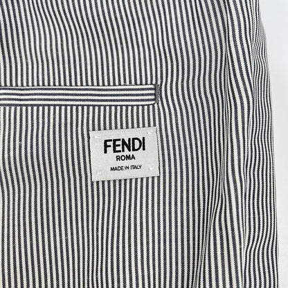 FENDI FB0767 ARX1 Striped Trousers White Rayon Size 44