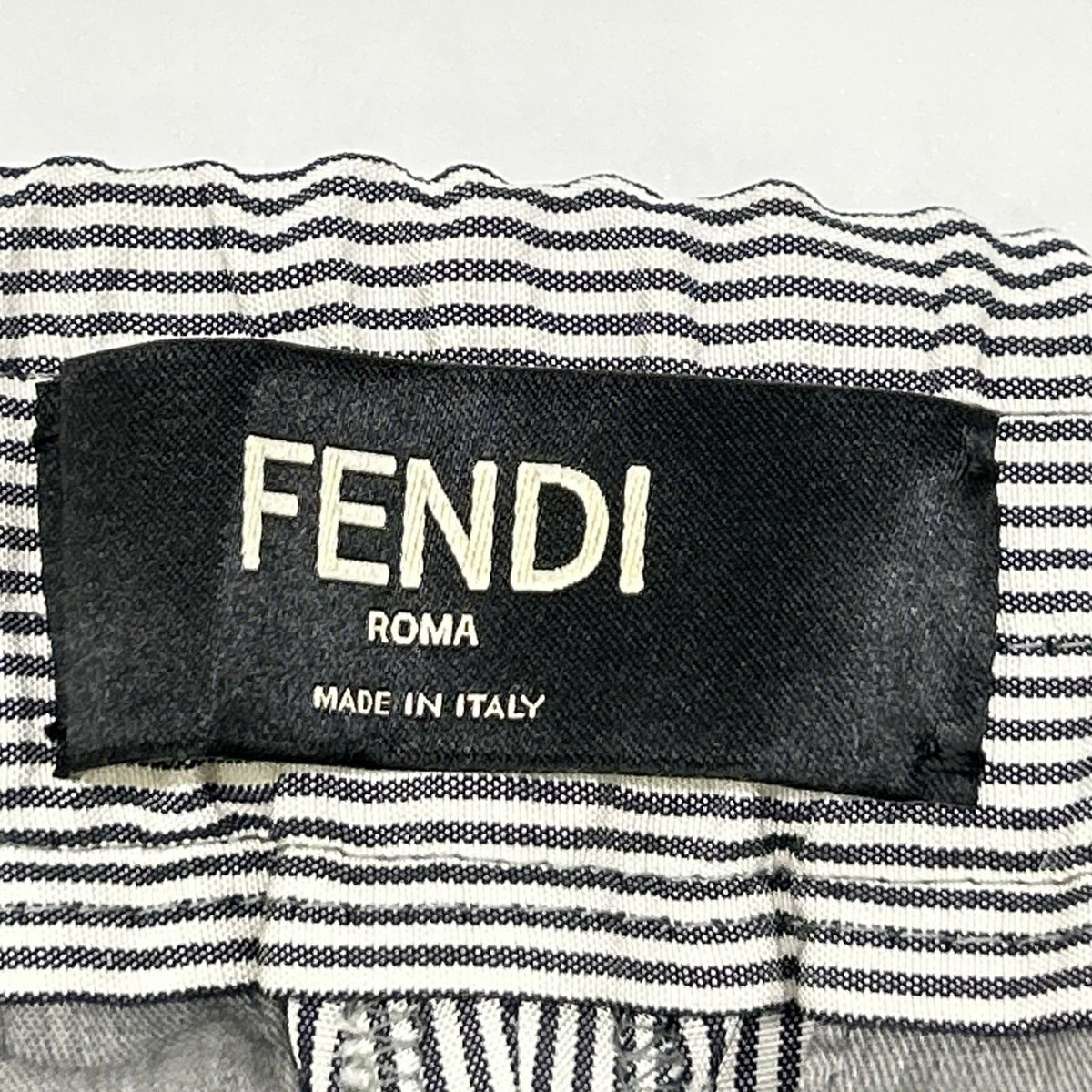 FENDI FB0767 ARX1 Striped Trousers White Rayon Size 44