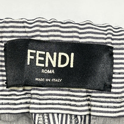 FENDI FB0767 ARX1 Striped Trousers White Rayon Size 44