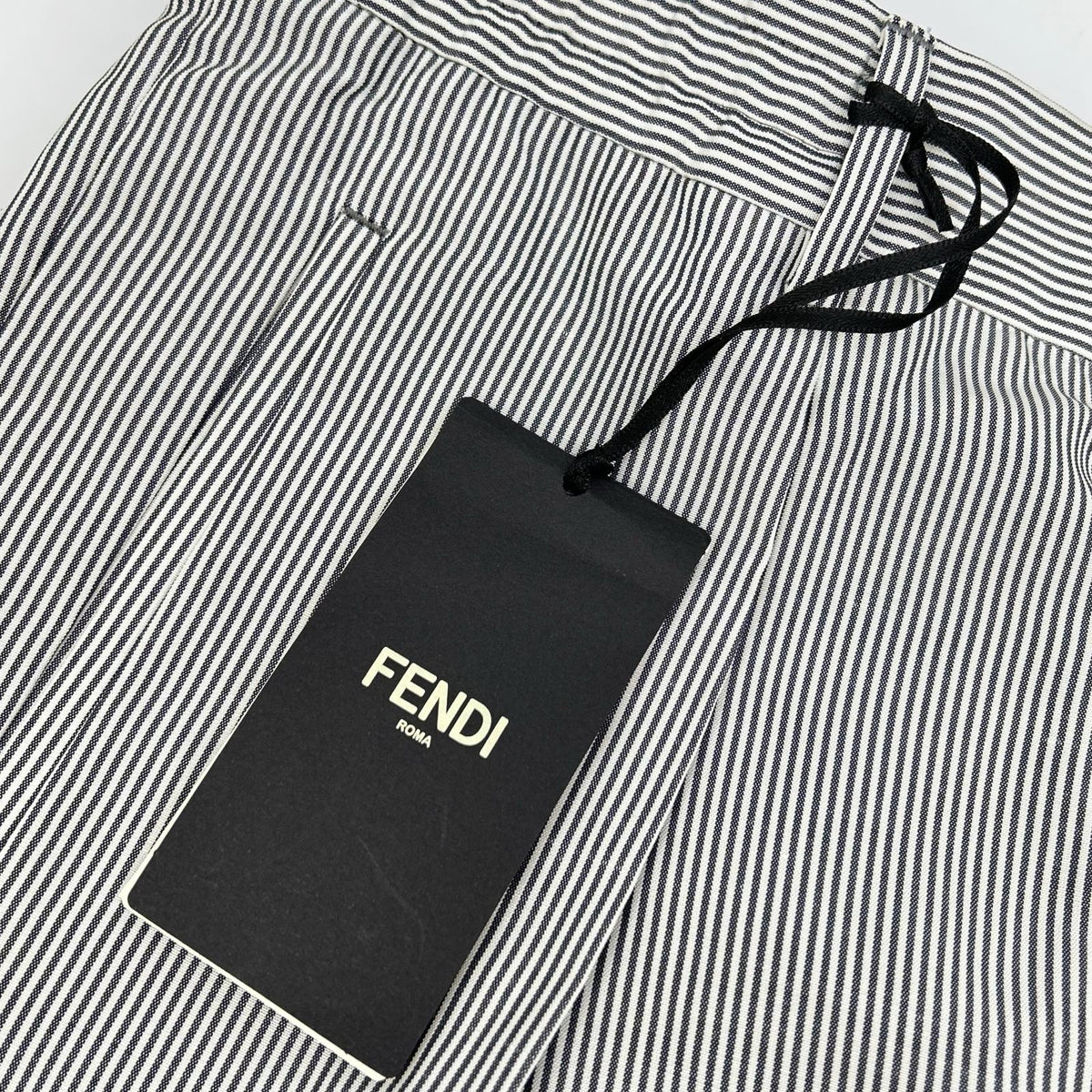 FENDI FB0767 ARX1 Striped Trousers White Rayon Size 44