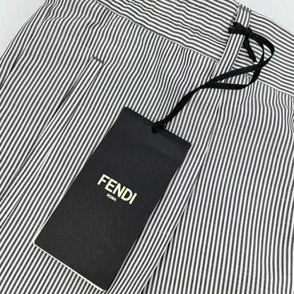 FENDI FB0767 ARX1 Striped Trousers White Rayon Size 44
