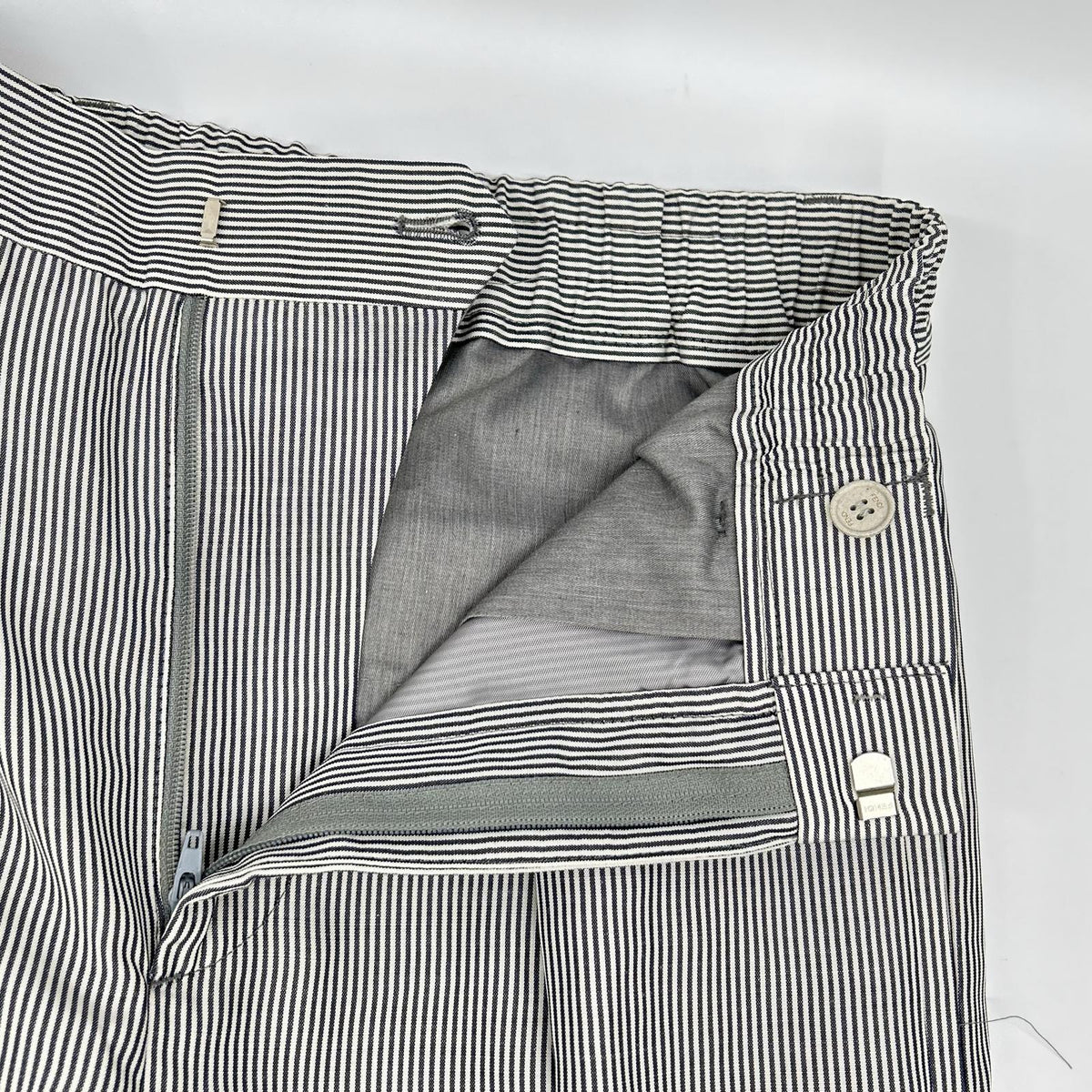 FENDI FB0767 ARX1 Striped Trousers White Rayon Size 44