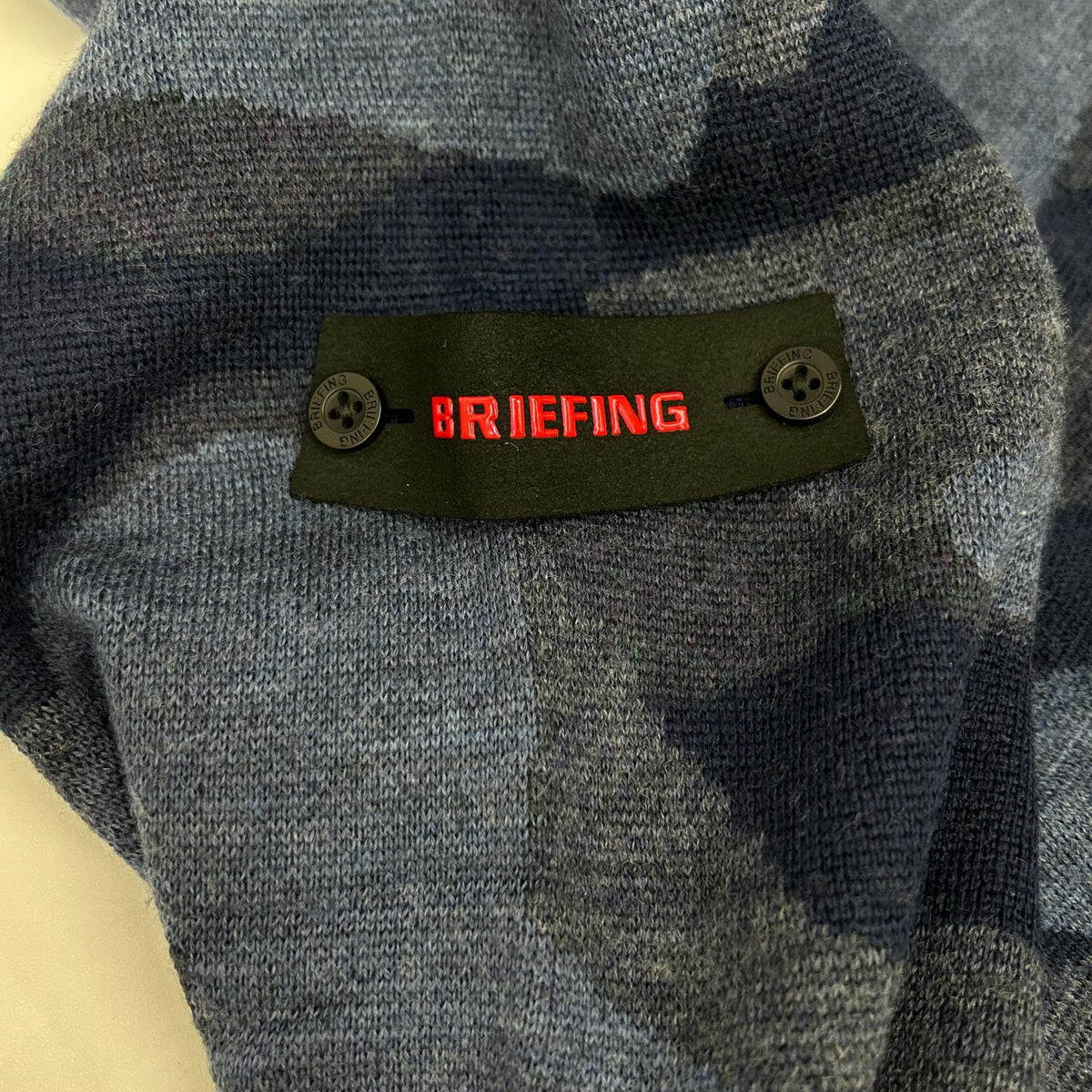 BRIEFING BRG223M41 Camo Jacquard Crewneck Navy Wool Size M