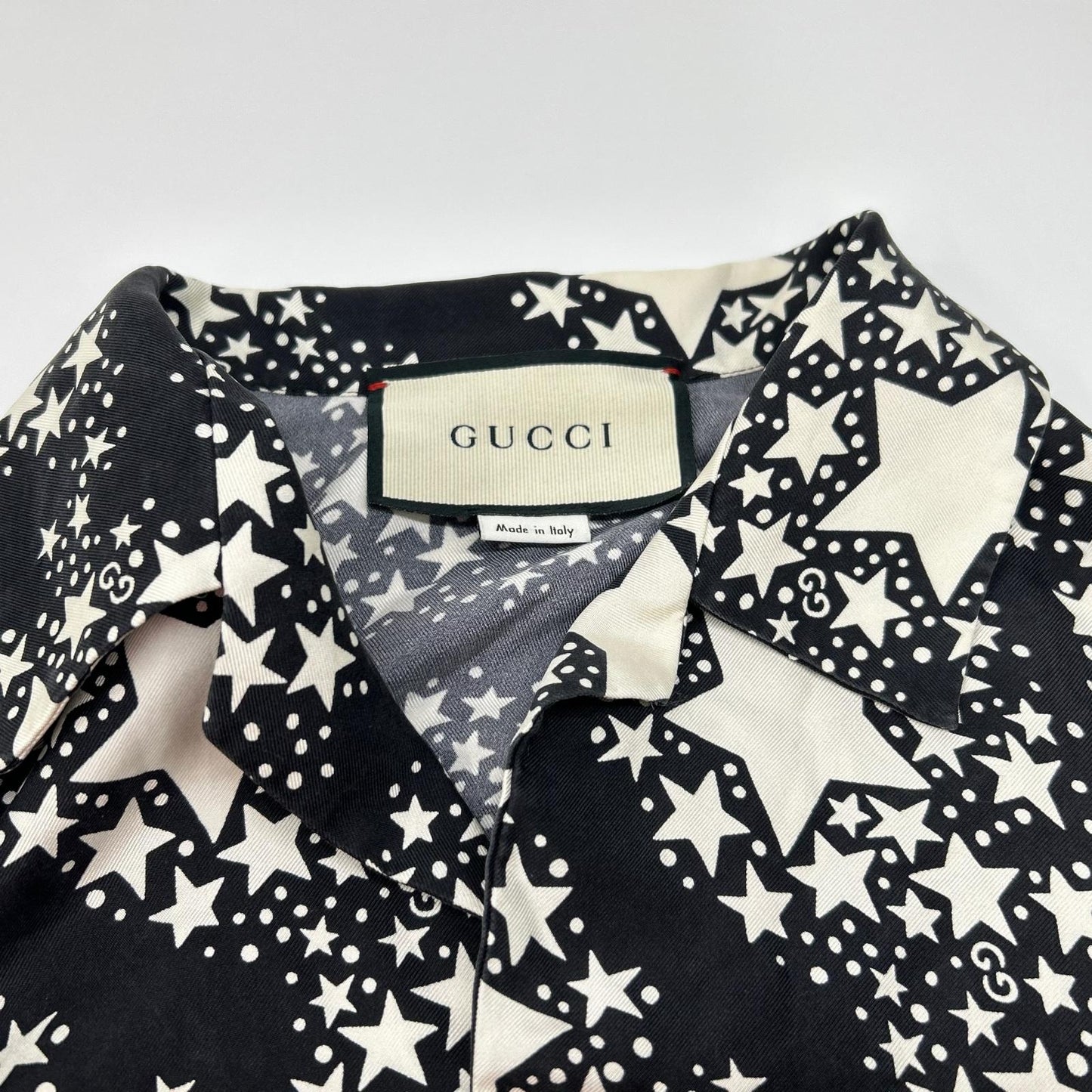 GUCCI 20SS GG Star Botanical Silk Shirt Black Size 44