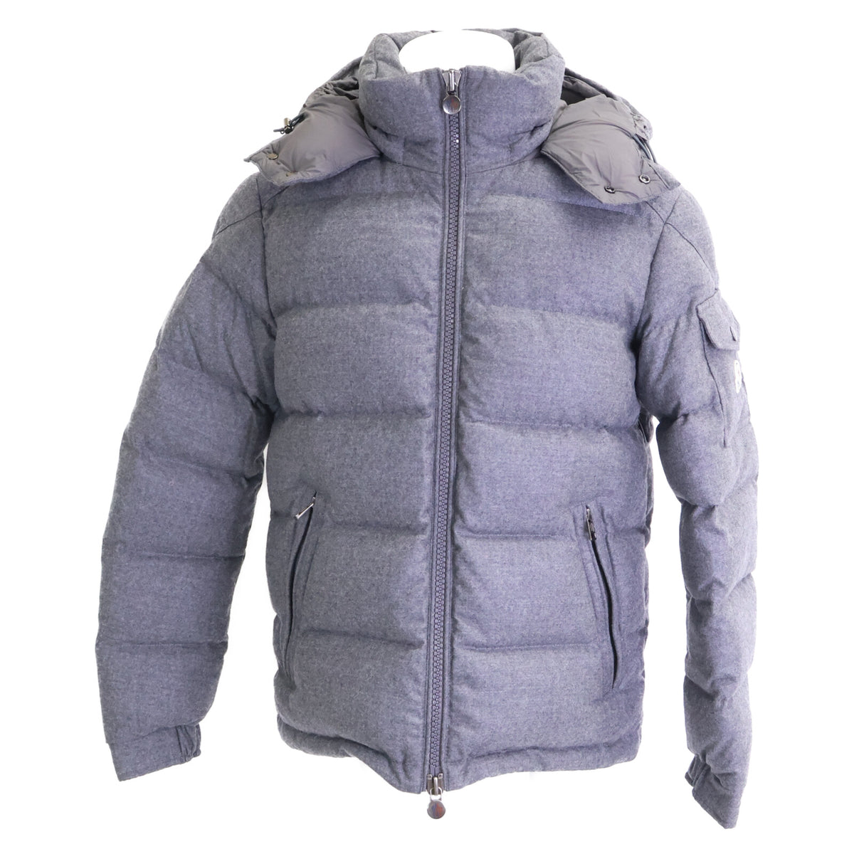 MONCLER MONTGENEVRE Wool Hooded Down Jacket Gray Size 2