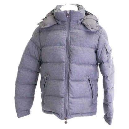MONCLER MONTGENEVRE Wool Hooded Down Jacket Gray Size 2