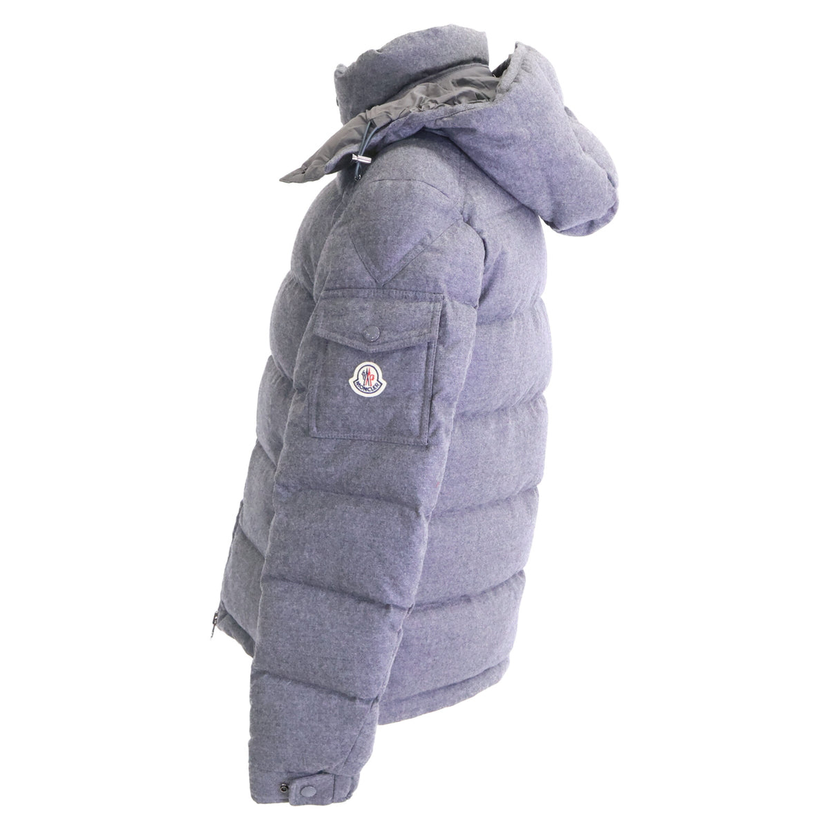MONCLER MONTGENEVRE Wool Hooded Down Jacket Gray Size 2