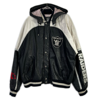 G-III SPORTS Black/White Leather Raiders Jacket