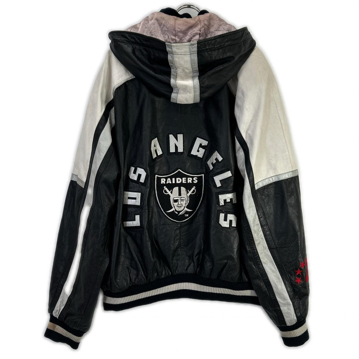 G-III SPORTS Black/White Leather Raiders Jacket