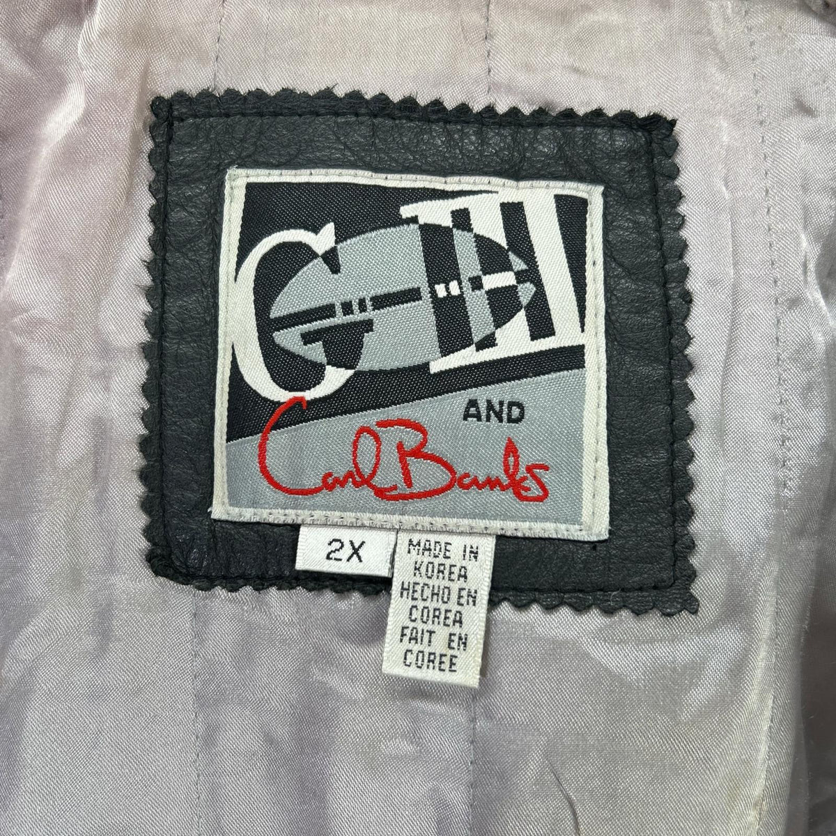 G-III SPORTS Black/White Leather Raiders Jacket