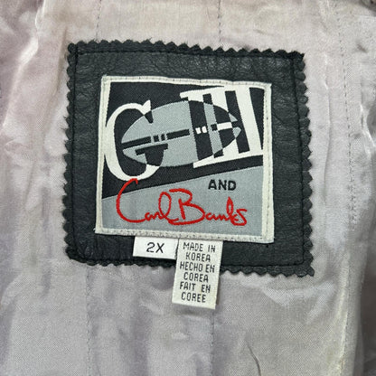 G-III SPORTS Black/White Leather Raiders Jacket