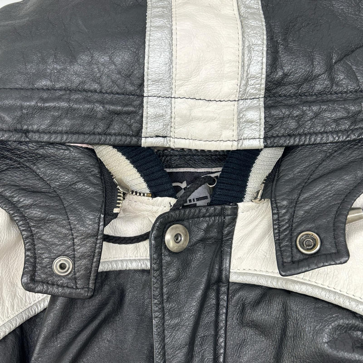 G-III SPORTS Black/White Leather Raiders Jacket