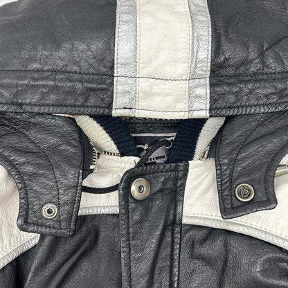 G-III SPORTS Black/White Leather Raiders Jacket