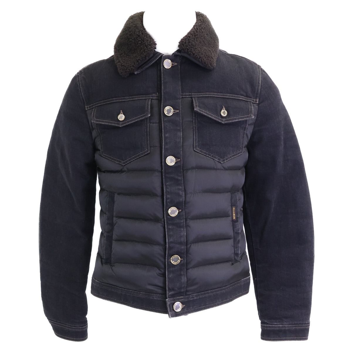 MOORER MONDOR FUR-106S Denim Panel Down Jacket Black Size 44