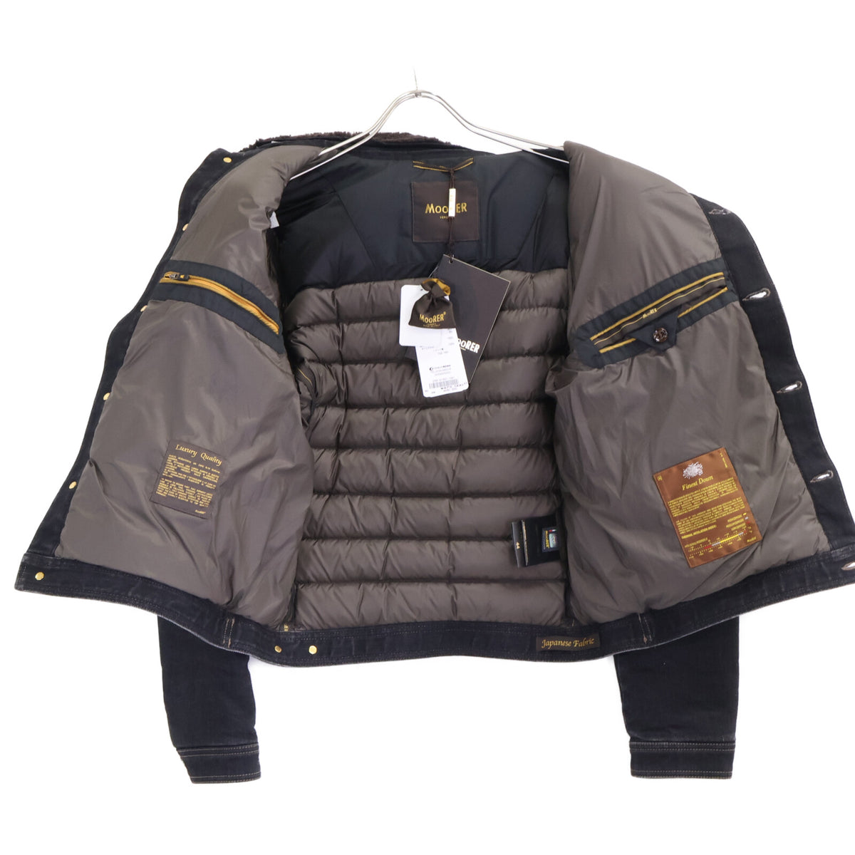 MOORER MONDOR FUR-106S Denim Panel Down Jacket Black Size 44