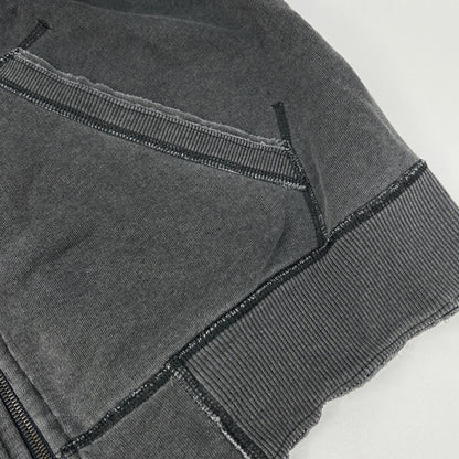 DOLCE&GABBANA Gray Logo Plate Zip-up Hoodie Size 54