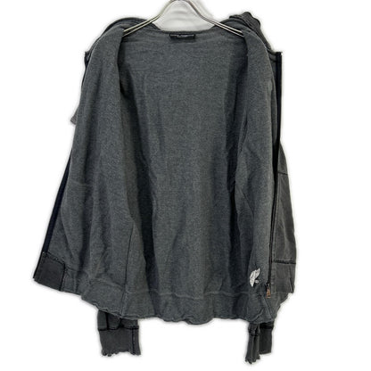 DOLCE&GABBANA Gray Logo Plate Zip-up Hoodie Size 54