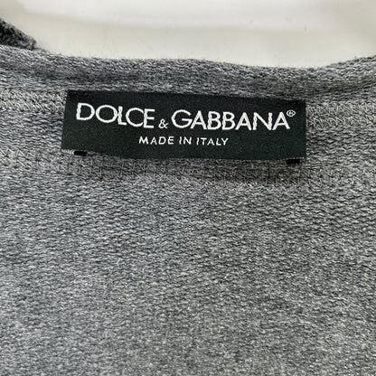 DOLCE&GABBANA Gray Logo Plate Zip-up Hoodie Size 54