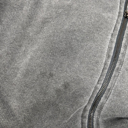 DOLCE&GABBANA Gray Logo Plate Zip-up Hoodie Size 54