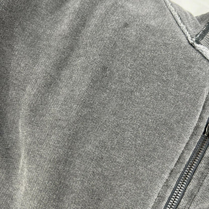DOLCE&GABBANA Gray Logo Plate Zip-up Hoodie Size 54