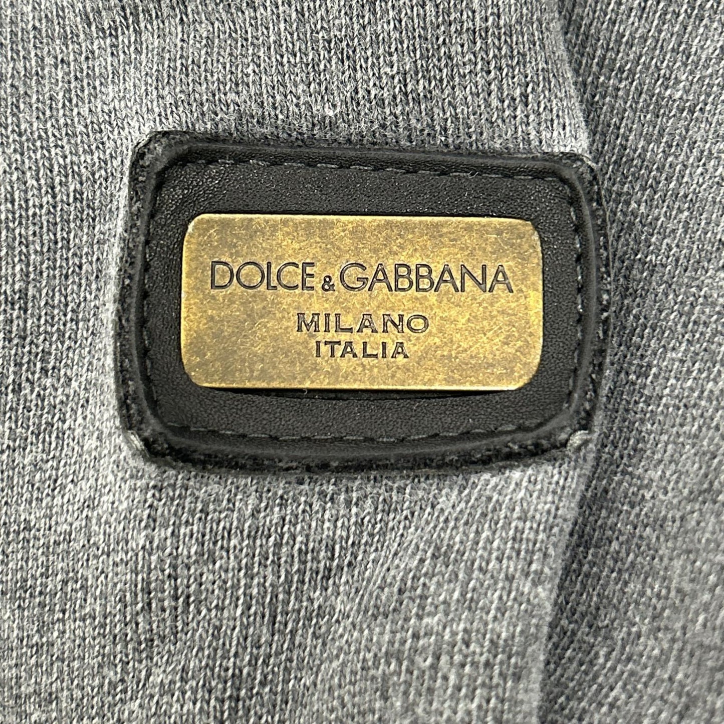 DOLCE&GABBANA Gray Logo Plate Zip-up Hoodie Size 54