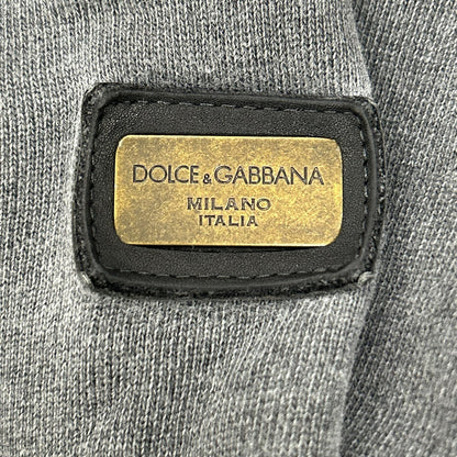 DOLCE&GABBANA Gray Logo Plate Zip-up Hoodie Size 54