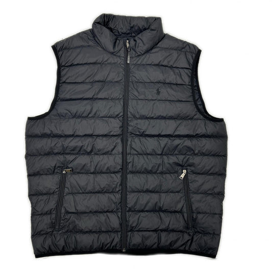 POLObyRalphLauren Black Logo Embroidery Down Vest Size XXL