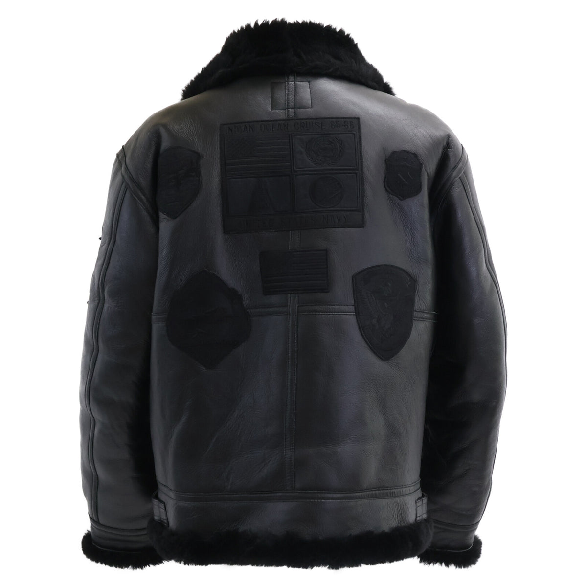 AVIREX B-3 Mouton Flight Jacket Black Size 44