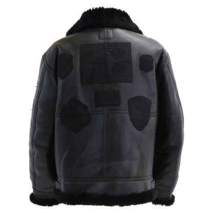 AVIREX B-3 Mouton Flight Jacket Black Size 44