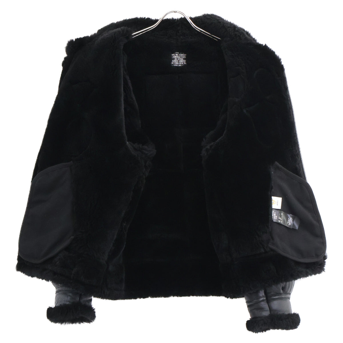 AVIREX B-3 Mouton Flight Jacket Black Size 44
