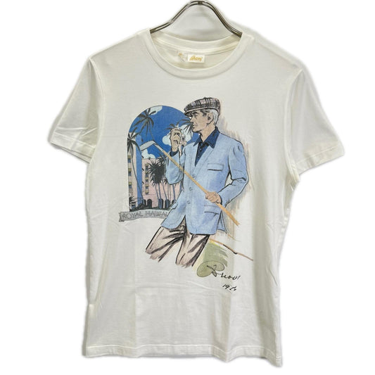 Brioni White Cotton ROYAL HAWAI Print T-Shirt Size S