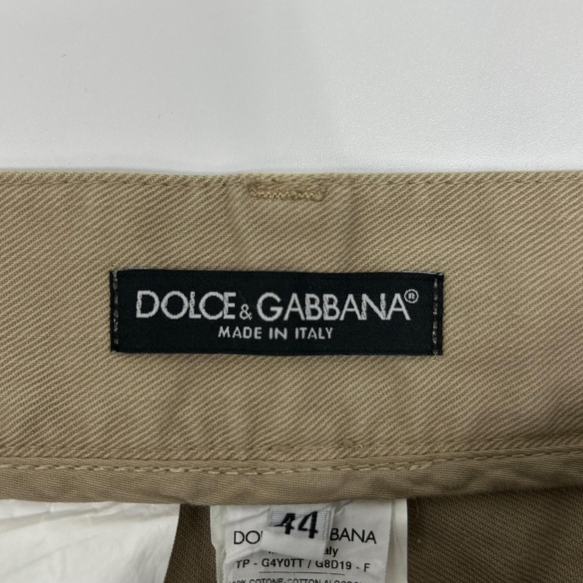 DOLCE&GABBANA Beige Cotton Plate Slim Pants Size 44