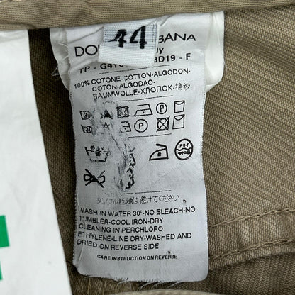 DOLCE&GABBANA Beige Cotton Plate Slim Pants Size 44