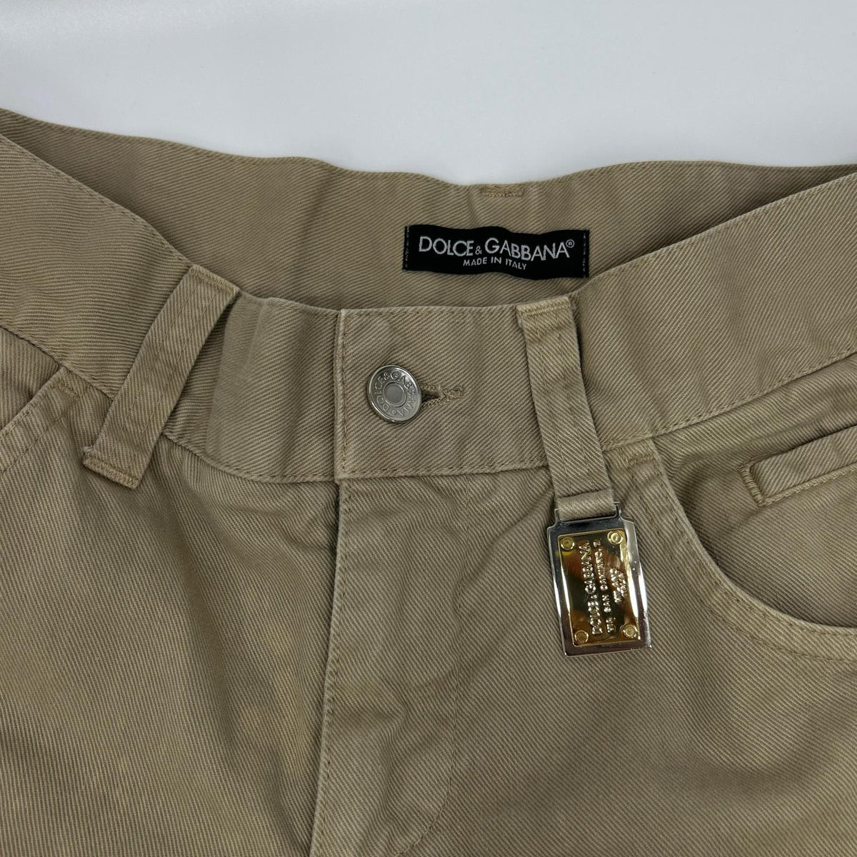 DOLCE&GABBANA Beige Cotton Plate Slim Pants Size 44