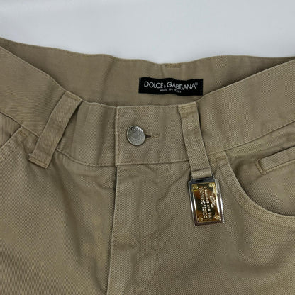 DOLCE&GABBANA Beige Cotton Plate Slim Pants Size 44
