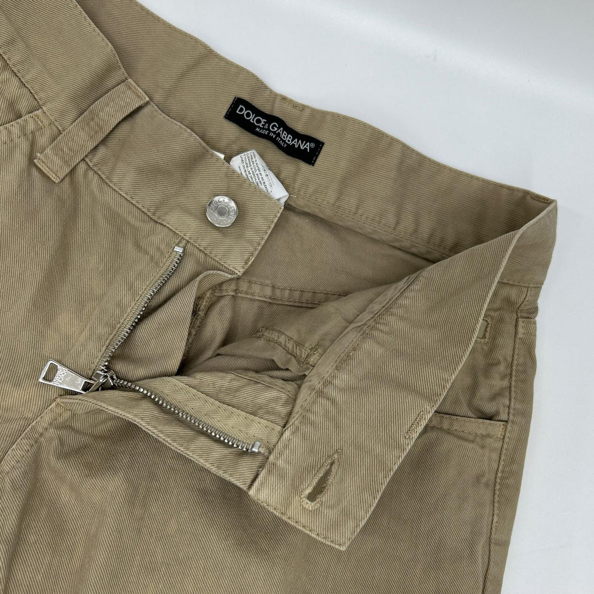 DOLCE&GABBANA Beige Cotton Plate Slim Pants Size 44