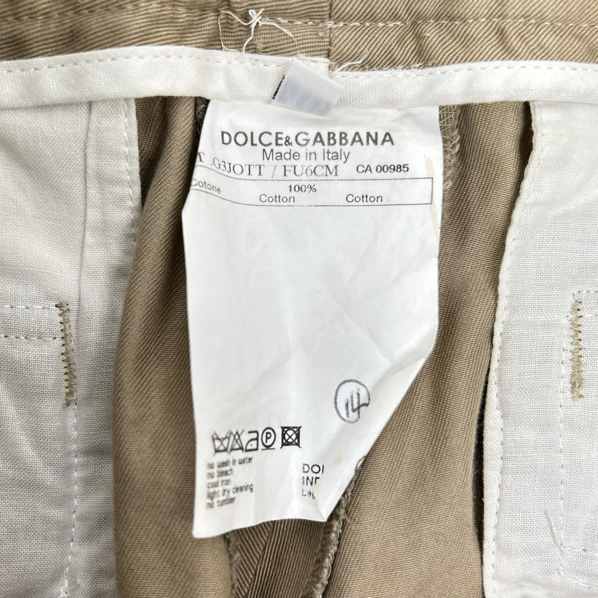 DOLCE&GABBANA G3JOTT Cotton Chinos Beige Size 46