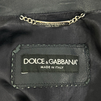 DOLCE&GABBANA G9I33L Lamb Leather Zip Jacket Navy Size 46