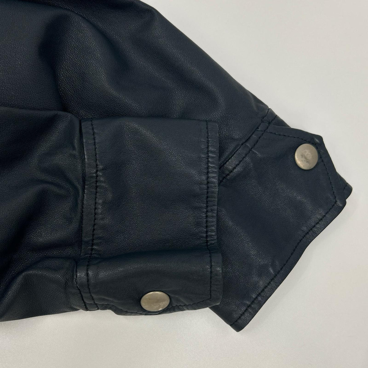 DOLCE&GABBANA G9I33L Lamb Leather Zip Jacket Navy Size 46